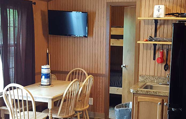 Premium cabin rental interior table